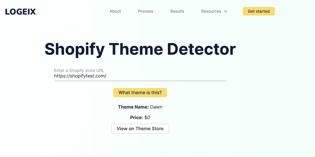 Logeix Shopify Theme Detector tool preview